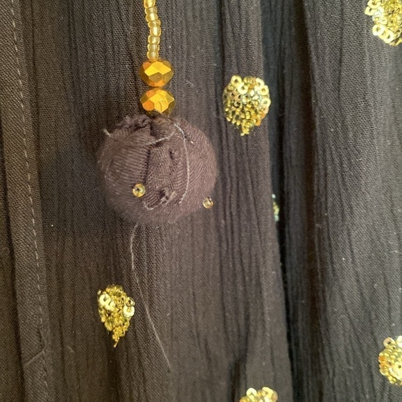 GOA Collection black tiered maxi skirt with circles of gold sequins size S/M - Picture 6 of 10